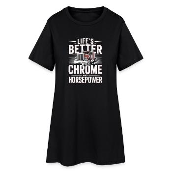 Chauffeur de camion professionnel, conducteur de camion diesel, camionneur - Robe T-shirt Femme - noir - Devant