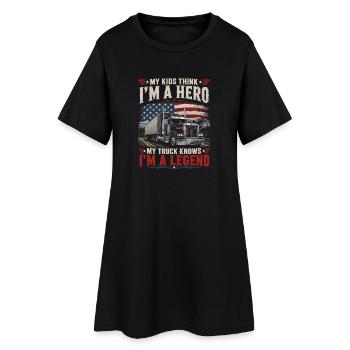 Papa Camionneur USA Drapeau américain - Robe T-shirt Femme - noir - Devant