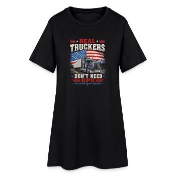 Truck Driver USA Flag America Trucker - Women’s T-Shirt Dress - black - Front
