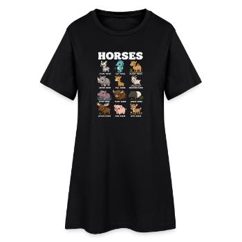 Horses Funny Animal Card False Horse Mood - Women’s T-Shirt Dress - black - Front