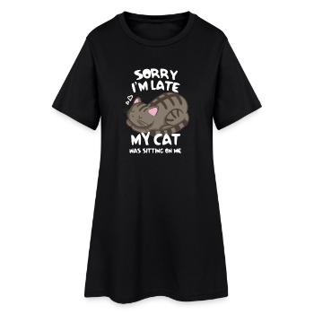 Sorry, dass ich zu spät bin. Schlaf auf mir - Frauen T-Shirt-Kleid - Schwarz - Vorne