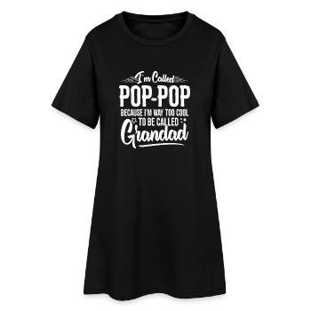 Pop Pop Op-Opa Einstellungsdesign - Frauen T-Shirt-Kleid - Schwarz - Vorne