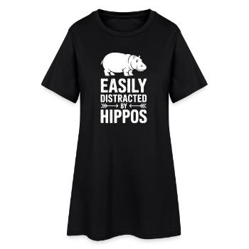Nilpferd Sprüche Flusspferd Witz Nilpferd Geschenk - Frauen T-Shirt-Kleid - Schwarz - Vorne