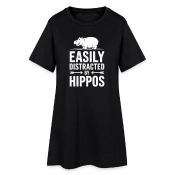 Nilpferd Sprüche Flusspferd Witz Nilpferd Geschenk - Frauen T-Shirt-Kleid - Schwarz - Vorne