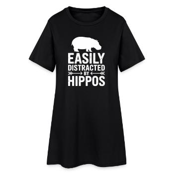 Nilpferd Sprüche Flusspferd Witz Nilpferd Geschenk - Frauen T-Shirt-Kleid - Schwarz - Vorne