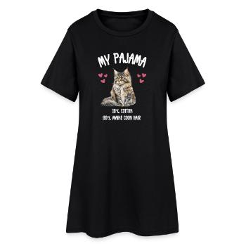 Maine Coon Pyjama - Frauen T-Shirt-Kleid - Schwarz - Vorne