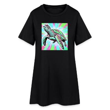 tortue - Robe T-shirt Femme - noir - Devant