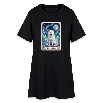Samojede unter Nordlichtern - Frauen T-Shirt-Kleid - Schwarz - Vorne