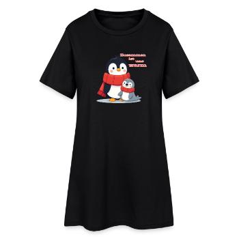 Zusammen ist uns warm Pinguin und Robbe Winter - Frauen T-Shirt-Kleid - Schwarz - Vorne