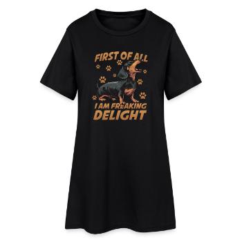 Teckel à poil court Teckel Chien viennois Petit chien de chasse - Robe T-shirt Femme - noir - Devant