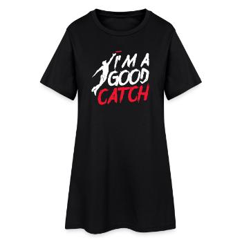 Ich bin ein guter Fang Handgeschriebenes Logo T-Shirt - Frauen T-Shirt-Kleid - Schwarz - Vorne