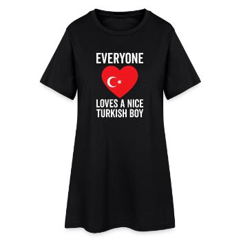 Jeder liebt einen türkischen Jungen - Frauen T-Shirt-Kleid - Schwarz - Vorne