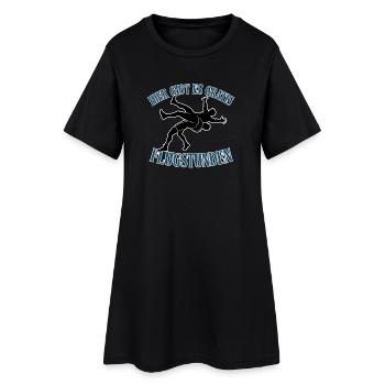 Kostenlose Flugstunden – Kampf-Silhouette - Frauen T-Shirt-Kleid - Schwarz - Vorne