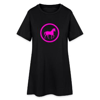 Pferde - Frauen T-Shirt-Kleid - Schwarz - Vorne