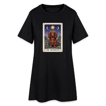 Fleurs de tarot teckel Clair de lune - Robe T-shirt Femme - noir - Devant