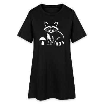 Raton laveur mignon avec un animal de forêt champignonnant - Robe T-shirt Femme - noir - Devant