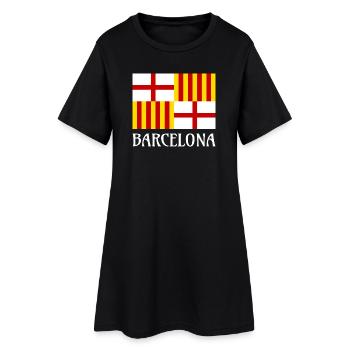 Flag Red White Yellow Barcelona Patriotic Banner - Women’s T-Shirt Dress - black - Front