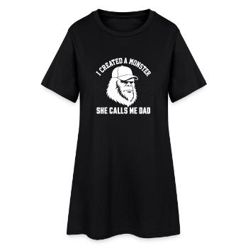 Ich habe ein Monster erschaffen. Sie nennt mich Papa. - Frauen T-Shirt-Kleid - Schwarz - Vorne
