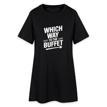 Welcher Weg zum Buffet - Frauen T-Shirt-Kleid - Schwarz - Vorne