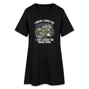 ADHS Waschbär Gemüsefach Kühlschrank Lustig - Frauen T-Shirt-Kleid - Schwarz - Vorne