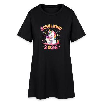 Schulkind 2026 Einschulung 2026 Schulanfang - Frauen T-Shirt-Kleid - Schwarz - Vorne