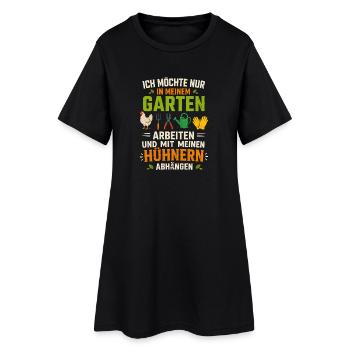 Gartenarbeit mit Hühnern Stimmung - Frauen T-Shirt-Kleid - Schwarz - Vorne