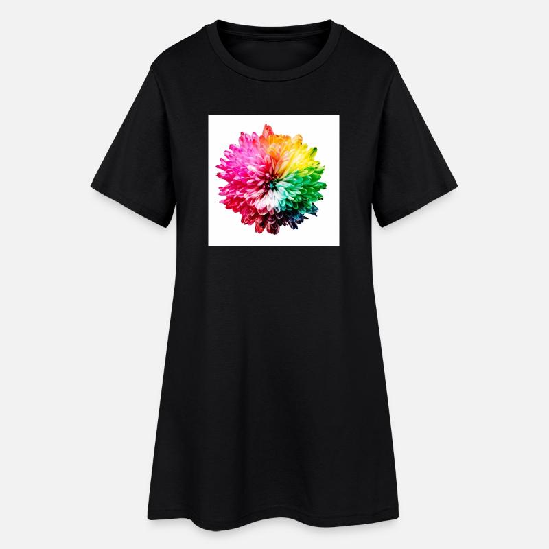 Explosion de la Fleur Arc-en-ciel - Robe T-shirt Femme - noir