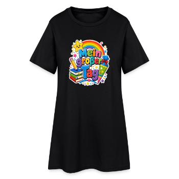 Schulkind 2026 Einschulung 2026 Schulanfang - Frauen T-Shirt-Kleid - Schwarz - Vorne
