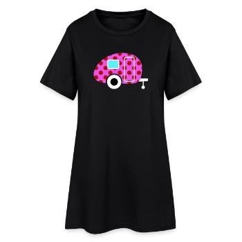 Caravan Van Life Retro Caravan Camper Dots Point - Robe T-shirt Femme - noir - Devant