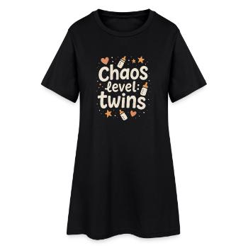 Niveau Chaos Gemini | Humour de bébé des parents - Robe T-shirt Femme - noir - Devant