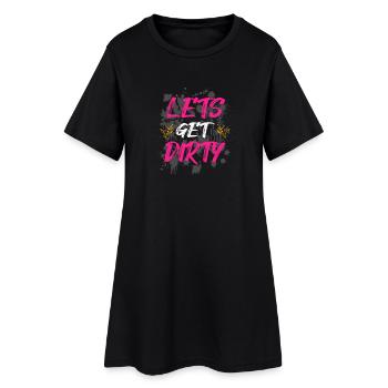 Lets get dirty Schlammlauf Mud Run Muddy Race - Frauen T-Shirt-Kleid - Schwarz - Vorne