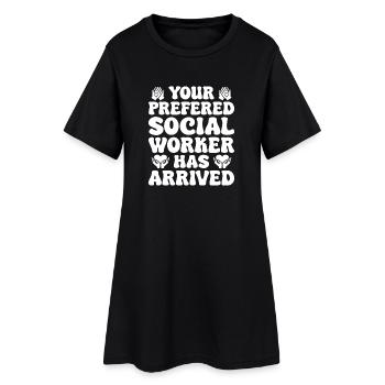 Devis d’assistant social : travailleur social est arrivé. Travail social - Robe T-shirt Femme - noir - Devant