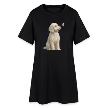 Motif de caniche avec chiens papillons - Robe T-shirt Femme - noir - Devant