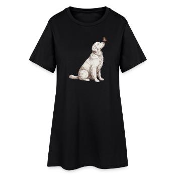 Motif papillon Golden Retriever - Robe T-shirt Femme - noir - Devant