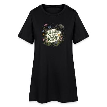 Wildblumen statt Rasen - Frauen T-Shirt-Kleid - Schwarz - Vorne