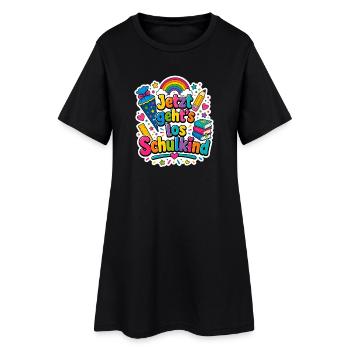 Schulkind 2026 Einschulung 2026 Schulanfang - Frauen T-Shirt-Kleid - Schwarz - Vorne