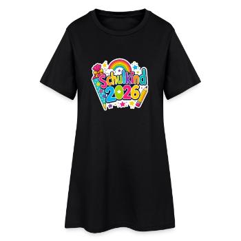 Schulkind 2026 Einschulung 2026 Schulanfang - Frauen T-Shirt-Kleid - Schwarz - Vorne