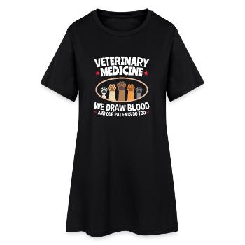 Veterinary Medicine Paw Print Blood Draw - Women’s T-Shirt Dress - black - Front