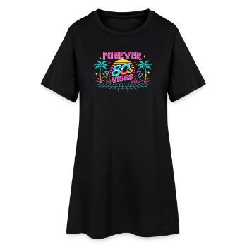 Ambiances éternelles des années 80 Coucher de soleil néon - Robe T-shirt Femme - noir - Devant