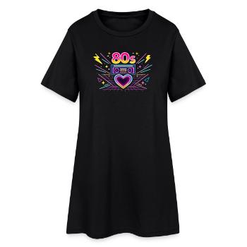 Boombox Heart des années 80 au néon - Robe T-shirt Femme - noir - Devant