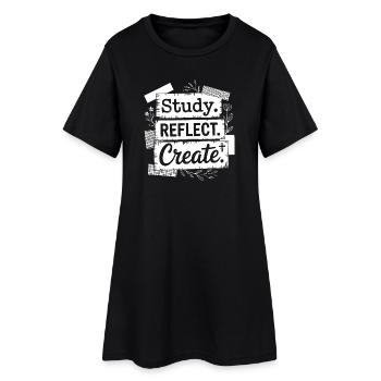 Étude Réfléchir Créer une citation florale - Robe T-shirt Femme - noir - Devant