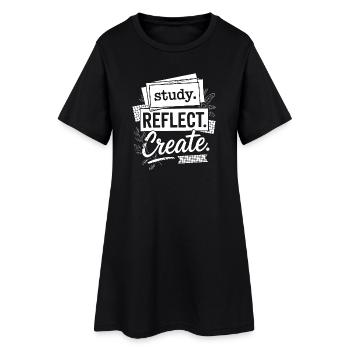 Study Reflect, Motivational Typography erstellen - Frauen T-Shirt-Kleid - Schwarz - Vorne