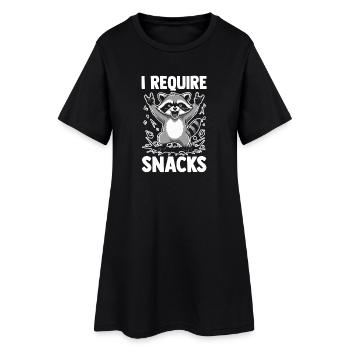 I Require Snacks Trash Panda Raccoon - Frauen T-Shirt-Kleid - Schwarz - Vorne