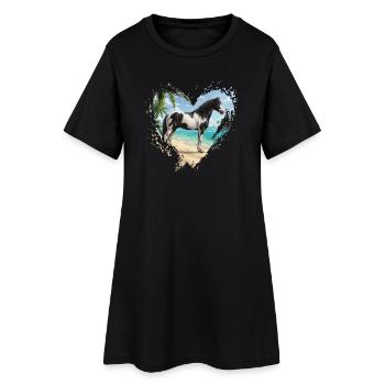 Ein Abaco-Pferdebart, der Strand und ein Herz - Frauen T-Shirt-Kleid - Schwarz - Vorne