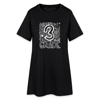 Third Grade Doodle Word Art - Women’s T-Shirt Dress - black - Front