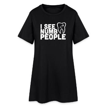 Ich sehe taube Menschen Zahnhumor-Tee - Frauen T-Shirt-Kleid - Schwarz - Vorne