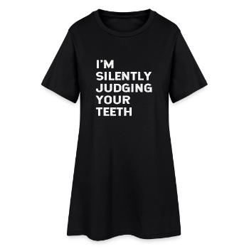 Silent Judgeging Teeth Tee - Frauen T-Shirt-Kleid - Schwarz - Vorne