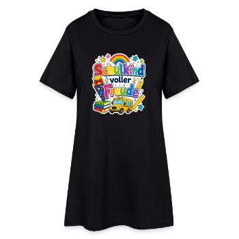 Schulkind 2026 Einschulung 2026 Schulanfang - Frauen T-Shirt-Kleid - Schwarz - Vorne