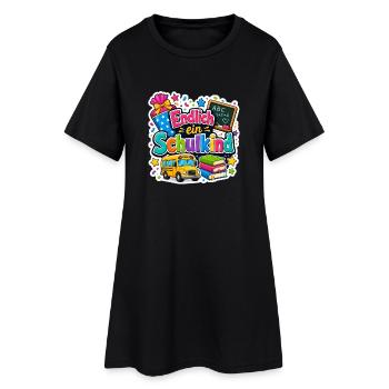 Schulkind 2026 Einschulung 2026 Schulanfang - Frauen T-Shirt-Kleid - Schwarz - Vorne