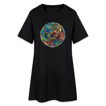 Ballon de football Football Football Dessin Graphique coloré - Robe T-shirt Femme - noir - Devant